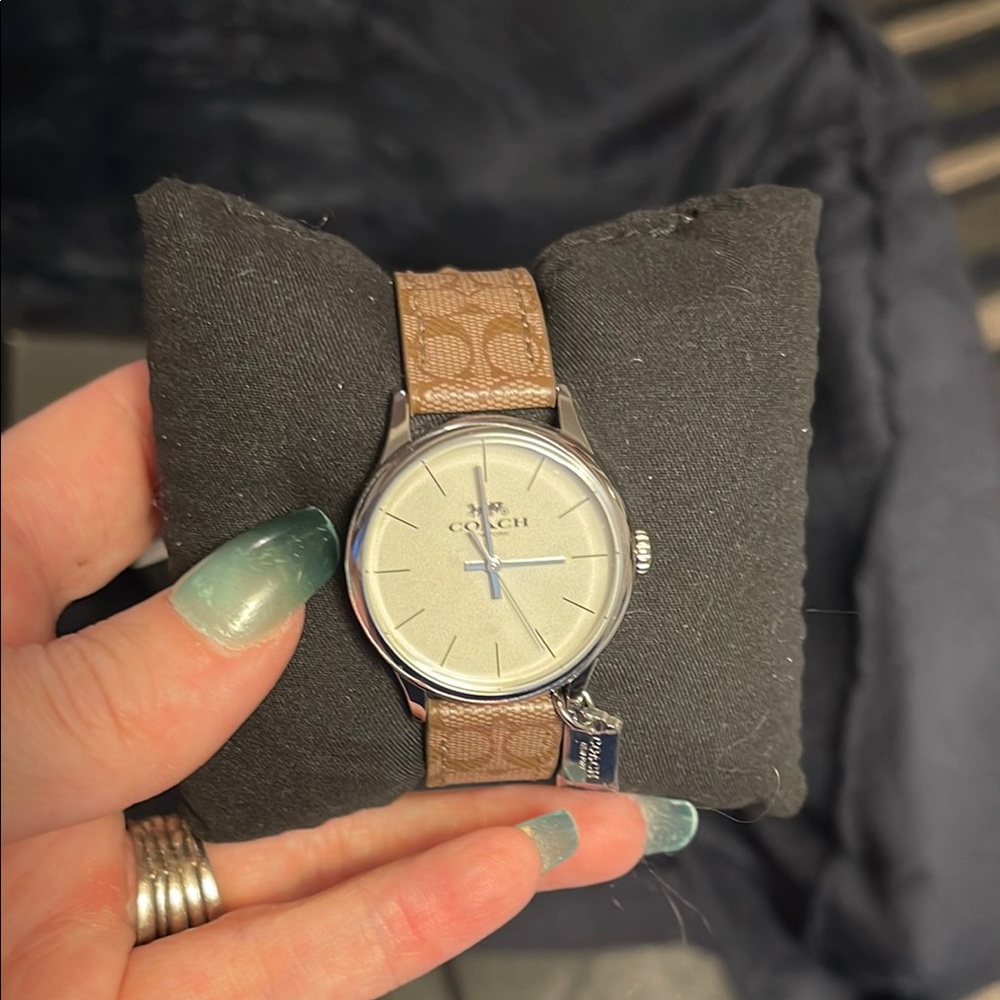 Coach Women's Watch with Brown Leather Strap and Silver Dial - Picture 2 of 7